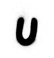 graffiti small fat U font sprayed in black over white © johnjohnson