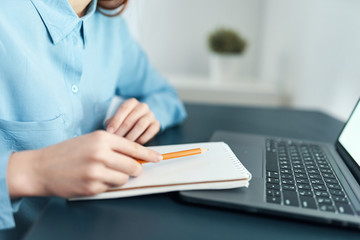 young woman with clear skin and long hair