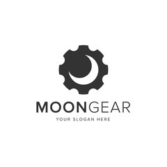 Moon Gear Logo Vector Icon
