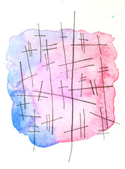 Watercolour and Ink Abstract Lined Background Art