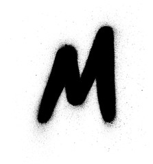 graffiti small fat M fontsprayed in black over white