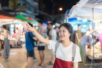 Holiday of women at walking travel,Holiday of women at walking travel at  Wualai Walking Street in Chiang Mai