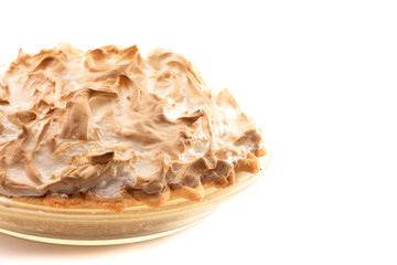 Chocolate Meringue Pie Isolated on a White Background