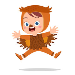 happy cute kid wear animal party costume