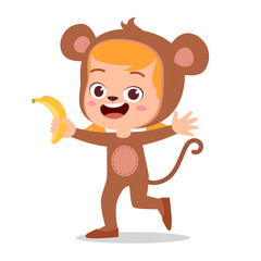 Fototapeta premium happy cute kid wear animal party costume