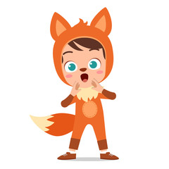 happy cute kid wear animal party costume