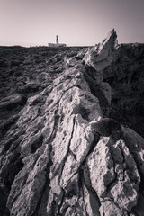Fototapeta premium Cavalleria lighthouse at the north cap from Menorca island, Spain.