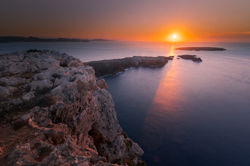 Cavalleria lighthouse at the north cap from Menorca island, Spain.