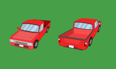 3d red pickup truck car front side back view transport vector illustration eps10 © kisada
