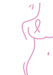Outline web icon - breast cancer, pink ribbon, medicine for your design. healthcare medical doodle sketch lines