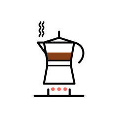 Line style icon of moka, espresso, gas.