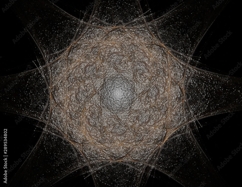 Poster fractal radial pattern on the subject of science, technology and design