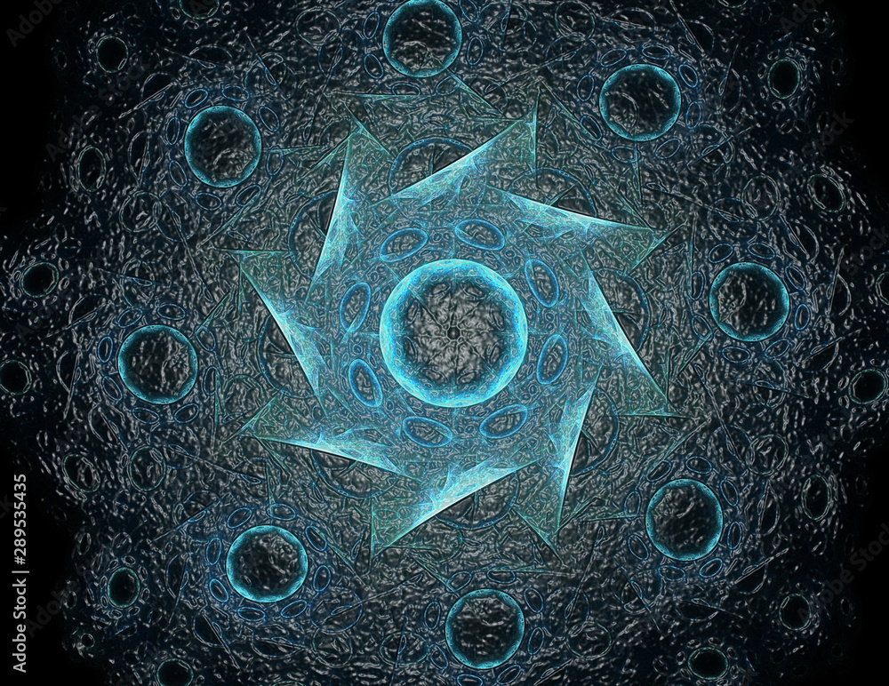 Poster abstract fractal color background with crossing circles and oval. motion illustration.