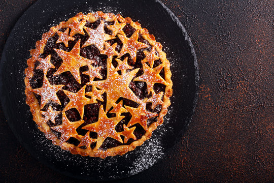 Mincemeat Pie Over Dark Background