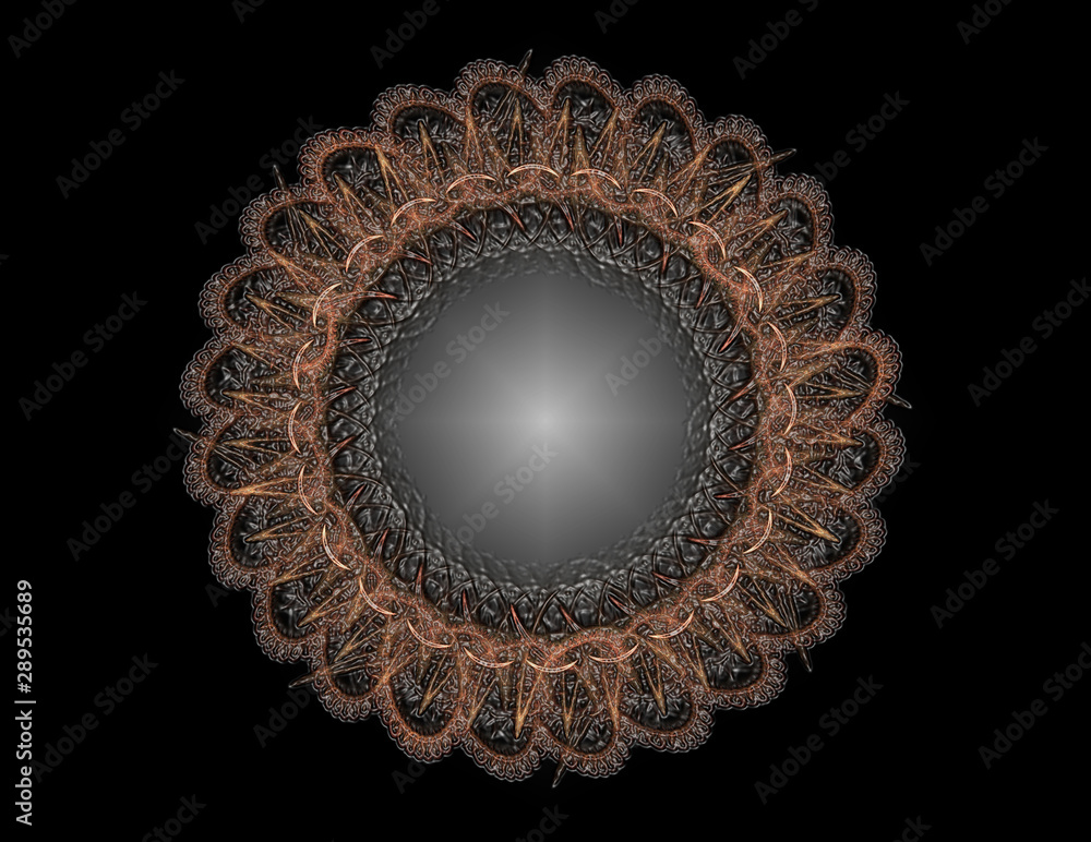 Poster fractal radial pattern on the subject of science, technology and design