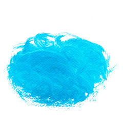 Blue watercolor draw in a circle isolated on white background. Art work hand paint.