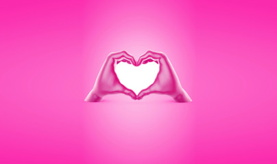 pink Heart Shape hand Love Valentine Day or February 14 Valentine's Day  World heart day, world health day 3d render Isolated on pink background hd quality