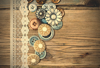 vintage button and lace tape