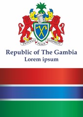 Flag of the Gambia, Republic of The Gambia. Template for award design, an official document with the flag of The Gambia. Bright, colorful vector illustration.