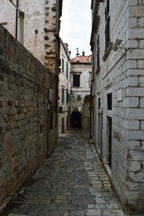 on the street of the old coastal town