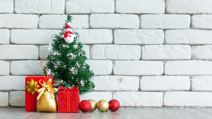 Fototapeta na wymiar Christmas tree with gifts on white background