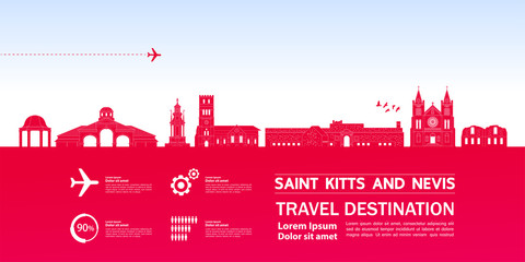 Saint Kitts and Nevis travel destination grand vector illustration.