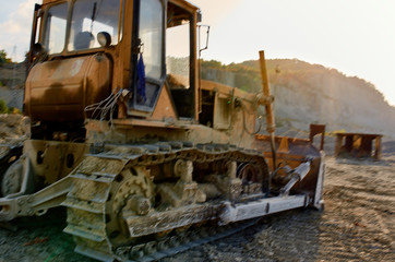 Fototapeta na wymiar bulldozer at construction site