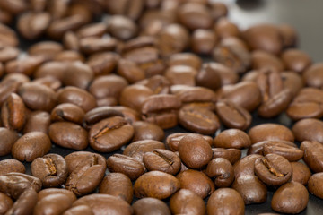 delicious roasted coffee beans very close up
