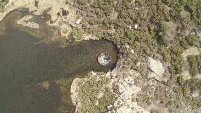 Aerial drone view of Covao dos Conchos in Serra da Estrela, Portugal