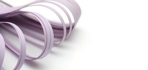 Abstract color wave curl lilac strip paper background. T