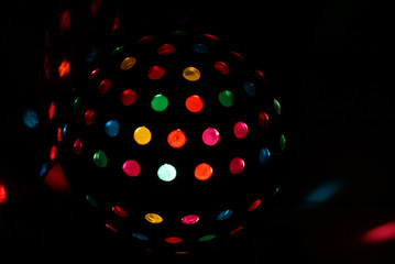 Disco ball in front of black background