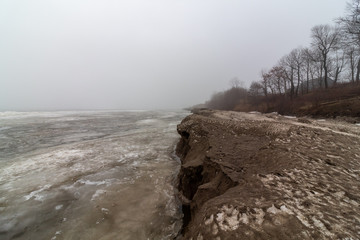 Sandy Iceberg Along The Lake Erie Coastline.
