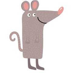 Stylized mouse in Scandinavian style. Symbol of new year. Flat illustration.