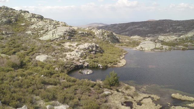 Aerial drone view of Covao dos Conchos in Serra da Estrela, Portugal