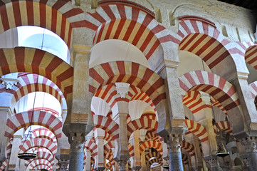 Forest of columns in the famous Mosque of Cordoba (Mezquita de Córdoba) World Heritage Site by...
