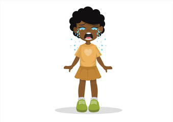 African Girl standing crying.