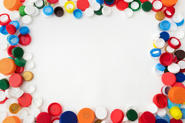 frame made of colorful spheres platik bottle caps