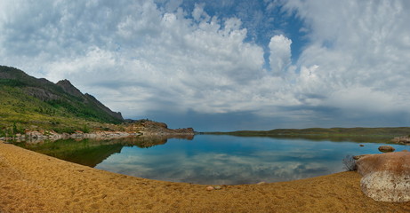 Eastern Kazakhstan. Around the mountains of Bayanaul are three beautiful lakes, one of which is the lake Toraigyr.