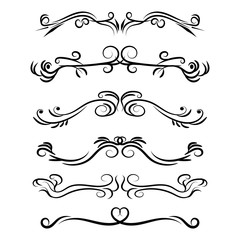 Hand drawn decorative swirls dividers and borders vector set.