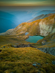 Capra Lake up in Fagaras Mountains, Romania early in the morning