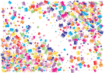 Festive color square confetti background. Abstract frame confetti texture for holiday, postcard, poster, website, carnival, birthday, children's parties. Cover confetti mock-up. Wedding card layout