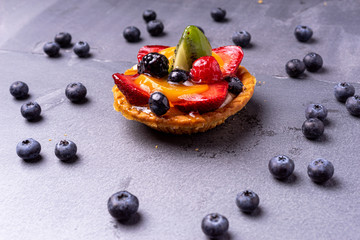 Small Fresh fruit tart with various fruits, Sweet dessert