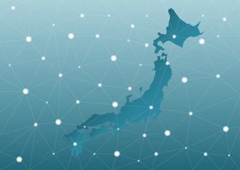日本地図のイラスト: ネットワークビジネスイメージ	