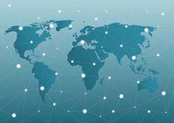 世界地図のイラスト: ネットワークビジネスイメージ
