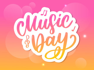 world music day lettering calligraphy brush logo holiday