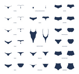 womens panties. vector collection of lingerie, string, panty