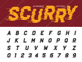 Vector of Glitch Modern Alphabet Letters and numbers