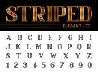 Elegant Alphabet Letters & numbers,Triple Line Stripes fonts