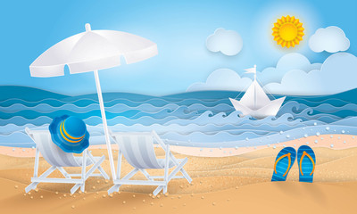 Best Summer holiday beach vector background, The Sand Sea Shore for Summer Season