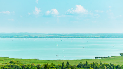 View of the Balaton from a hill in Csopak.